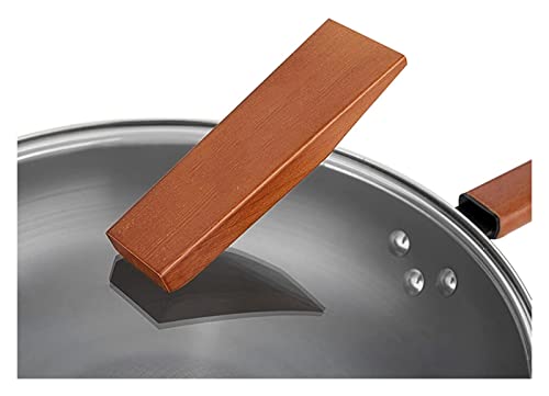 Wok con tapa de vidrio y mango de madera miniatura 3