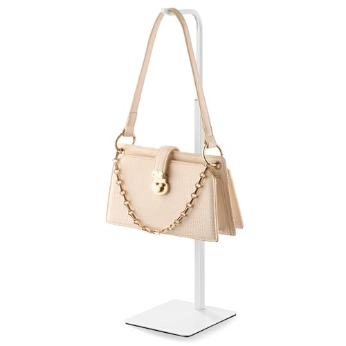 pickpiff Adjustable Purse Display Stand - White Tabletop Display Holder for Handbags Wreaths and Banners for Home Closets Retail Displays and Vendor Booths (1-Pack)