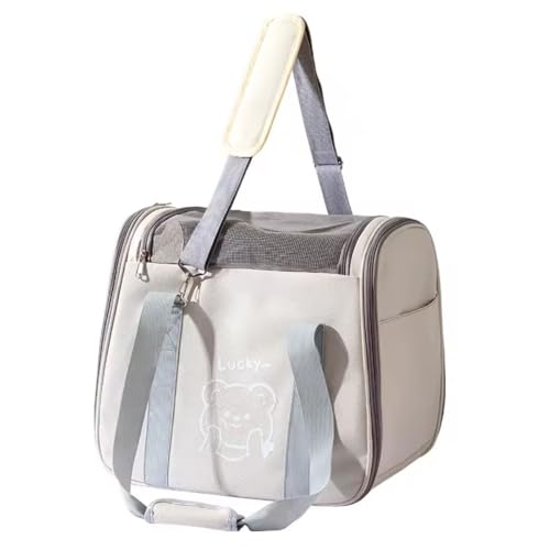 Bolsa de Transporte para Pets Dobrável – Mochila Ventilada com Tela Respirável, Alça Reforçada, Pets pequenos (Bege)