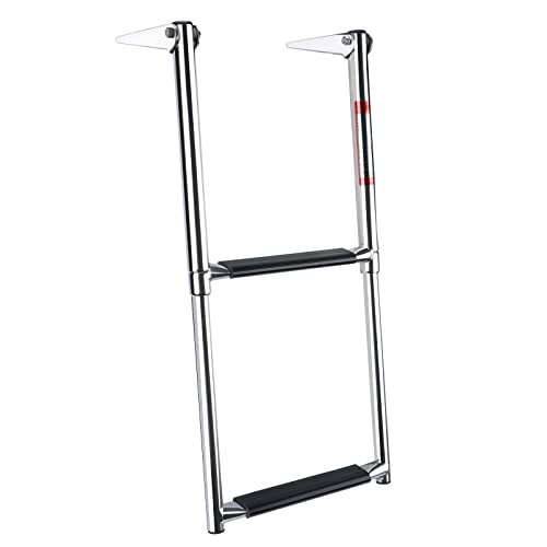 Hoffen Telescoping 2 Step Boat Ladder Stainless Steel Pontoon Boat Ladder, Extendable Deck Ladder For Marine Yacht #TOP1