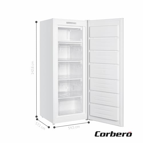 Corberó - Congelador Vertical | CCVH14324W | 57,1x54,5x142,6 | Capacidad 168L | Control Electrónico | 6 Compartimentos | Descongelación Manual | Puerta Reversible | Patas Niveladoras | 40 Db | Blanco - imagen 3