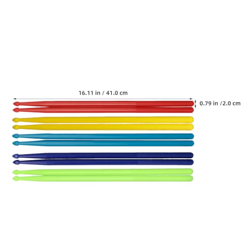 5 pares de baquetas de nylon 5A con punta oval antideslizante miniatura 7