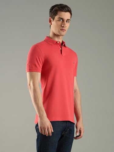 Image of Tommy Hilfiger Solid Regular fit Cotton Polo t-Shirt