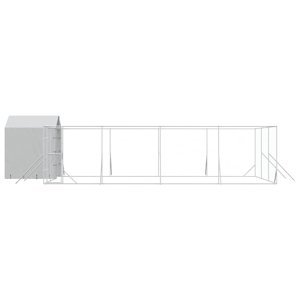 Perrera para perros de acero galvanizado plateado con techo de 10 x 6 x 2,5 m, resistente a la intemperie con puerta segura, protección y mucho espacio para perros, cachorros, animales