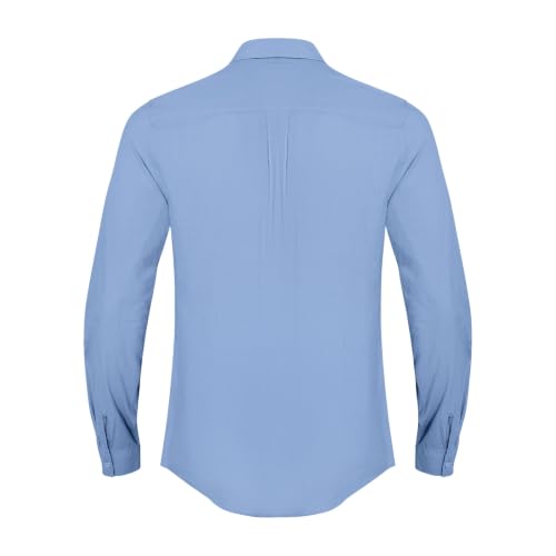 Image of JEKAOYI Mens Button Down Cotton Linen Shirts Casual Long Sleeve Beach Tops