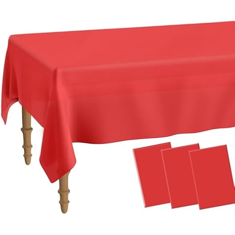 Red Plastic Tablecloth for Parties and Events Cover