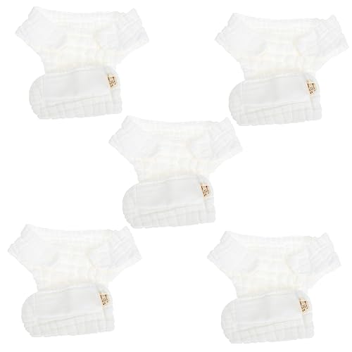 MOLUCKFU Newborn Size Cloth Diaper White Newborn Diapers Reusable Soft Breathable 5pcs Pack