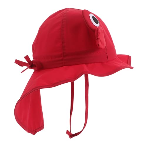 Homoyoyo Sun Protection Hat with Strap Cute Cartoon Crab Design Wide Brim Beach Hat for Summer Outdoor UV Shield for Boys and Ages Red