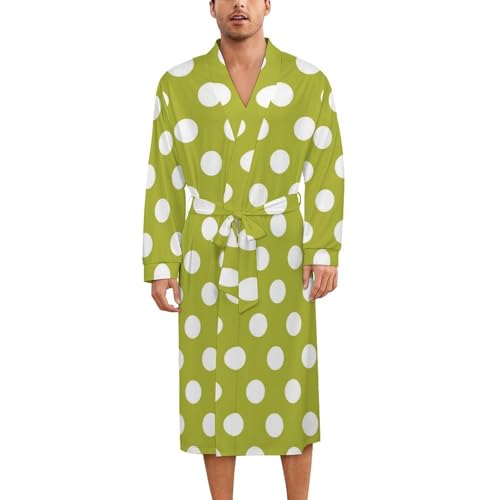 Robe de nuit en soie premium : le luxe du pyjama kimono à pois olive pour elle et lui