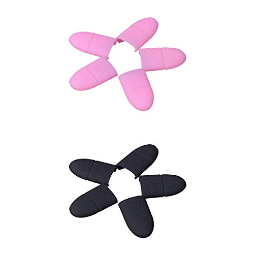 10 tapas de silicona para uñas, rosa y negro, fácil extracción de esmalte de uñas, gel, uñas acrílicas, reutilizables, uso profesional y doméstico