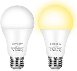 Bomcosy Lampadine con Sensore Crepuscolare E27 Lampadina LED Sensore di Luce 12W Equivalente a 100W Bianca Fredda 6000K Auto On/Off per Corridoio Portico Garage 2 pezzis