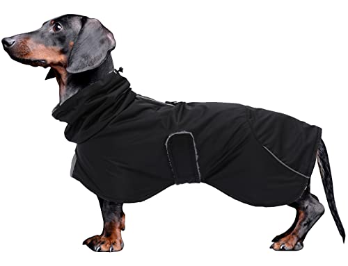 Dachshund Coats Waterproof, Perfect for Dachshunds Sausage, Weiner Dog Winter Coat with Padded Fleece