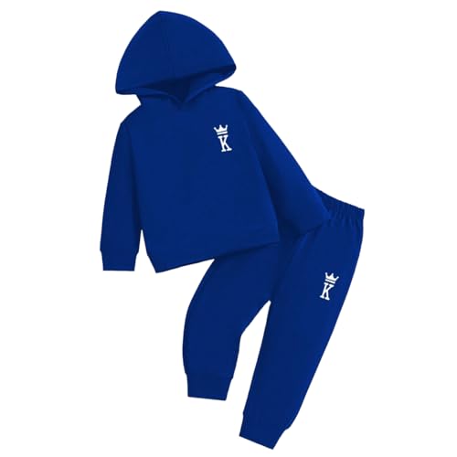 2 Piece Kids Boys Sweatsuits Set Jogger Sweatpants and Hooded Sweatshirt Pullover Tracksuit Clothing Outfits 4-7 Years