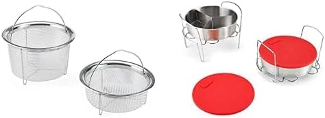 Instant Pot Official Mesh Steamer Basket Set of 2 + Instant Pot Official Cook/Bake Set, 8-Piece