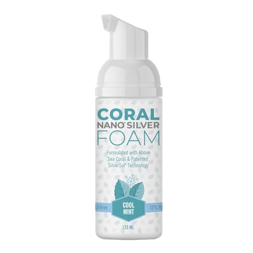 Fluoride Free Foam Toothpaste — Coral Calcium & Nano Silver Whitening Toothpaste for Sensitive Teeth, Xylitol Remineralizing, SLS & Glycerin Free, Made in USA, Cool Mint, 4 oz