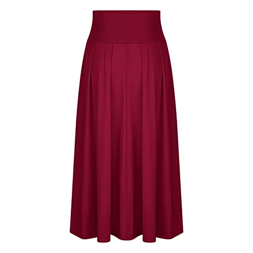 Women's Elegant High Waisted Skirt Tie Front Pleated Maxi Skirts Fashion Solid Color Flowy Swing Ankle Length Skirt4