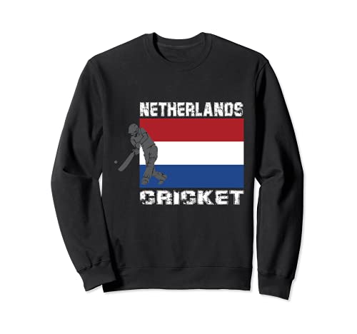 Netherlands Cricket Batsman Batting International Fan Tee Sweatshirt, Black