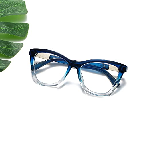 Image of Bevi Reading Glasses Anti Eyestrain Blue Light Blocking Large Square Oversize Frame with Metal Hinge for Women and Men