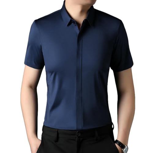 Chemise à manches courtes sans couture en relief pour homme de style moderne décontracté