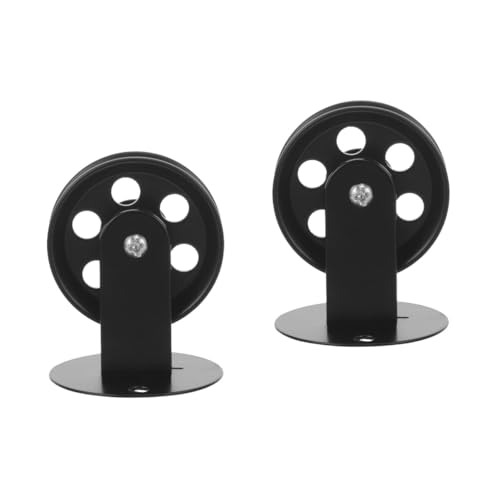 Levemolo 2pcs Chandelier Accessories Clothesline Pulley Lifting Pulley Pulleys for Rope Pulley Hoist Traction Pulley Wheel Chandelier Lift Pulley Block Single Pulley Wheel Iron Black