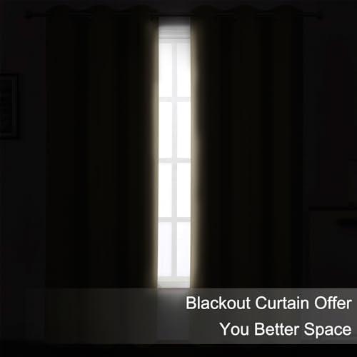 Image of LEMOMO Blackout Curtains 52 x 120 Inch Long Beige Curtains Set of 2 Panels Room Darkening Curtains for Bedroom and Living Room