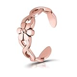 Hoops & Loops Rose Gold Flash Sterling Silver Braided Daisy Flower Toe Ring