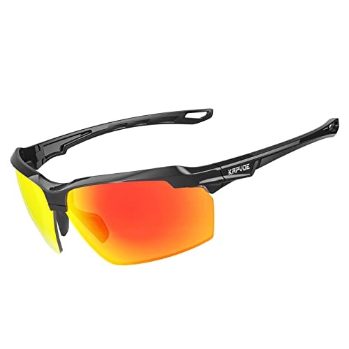 KAPVOE Sports Sunglasses Polarized Cycling Glasses Baseball Running Mountain Bike Triathlon Golf MTB for Men Women - K87