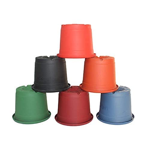 Image of Synergy Plast Plastic Round Shape Flower Pots 6 Pcs, 14 Inch Heavy Duty Plant Containers /Planter /Gamla /Plant Pot for Gardening, Balcony, Terrace, Home Decor Indoor & Outdoor Planting (Multicolour)