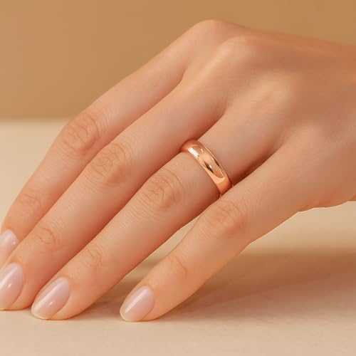 Image of Pure 925 Sterling Silver Plain Band Ring for Women Men in 18k Gold Plated | Simple Classic Wedding Ring for Him and Her | Best Gift | Couple Band