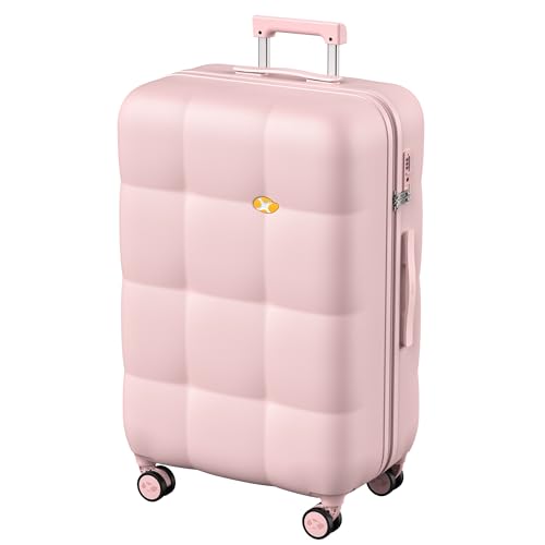 MGB Large Suitcase 28 Inch Luggage Trunk Luggages with Spinner Wheels, Diamond Textured TSA Approved Check In Luggage Lightweight Hard Case Luggage for Travel-Pink