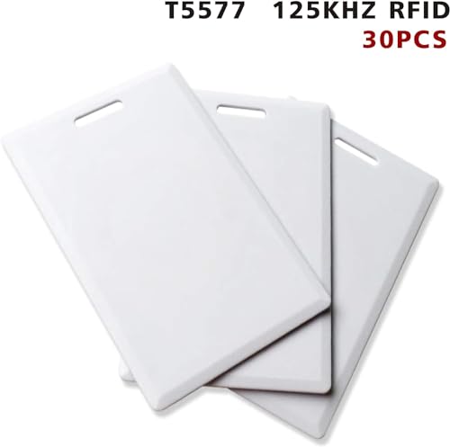 Image of 30 PCS T5577 Thick Smart Cards, Contactless 125khz RFID Rewritable Proximity Clamshell Weigand Prox Card, Compatible with 1386 1326 H10301 Format Readers and Keyless Entry Access Control Systems