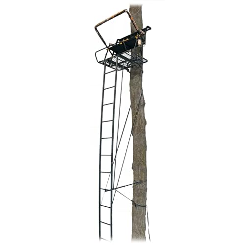 MUDDY 2-Person Nexus XTL Steel Ladder Tree Stand, 20 ft Tall, 500 lb Capacity - Heavy-Duty Hunting Treestand with Flex-Tek Seat, Footrest, Padded Shooting Rail, Cup Holders & Safety Hooks