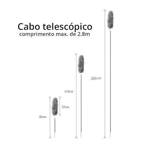 Espanador De Pó Haste Flexível De Microfibra Extensível Cabo Extensor e Retratil De Até 2.8m Premium