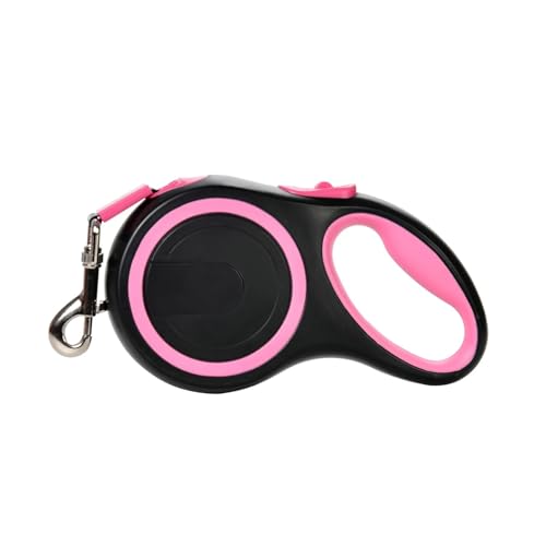 長くて丈夫なペット用リーシュ、大型犬に対応、丈夫なナイロン製伸縮式大型犬用ウォーキングリーシュリード、自動伸縮式犬用リーシュロープ(Pink,5m Plus - 50 kg)