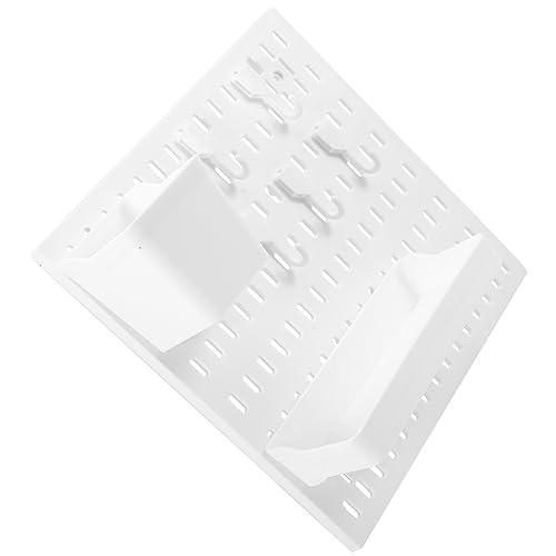 Unomor 1 Set No Punching Rack Pegboard o Organizer Wall Offices Shelf Mounted Kitchen Organization Holder Storage Rack Hole Hanging Panel Pin Board for Bedrooms Pegboard Kit White Plastic