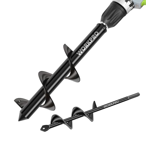 WORKPRO Mèche Jardin Tarière Ø 80 et Ø 40 mm 2 Pièces, Forets de Jardin en Spirale, Outil de Plantation Pratique pour Faire Rapidement Trou et Planter des Fleurs Arbres Arbustes