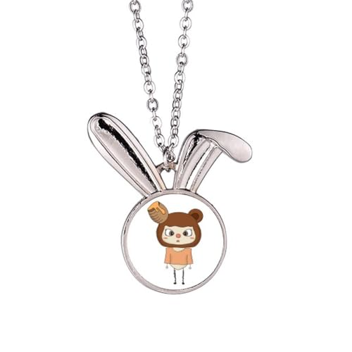 Collier pendentif lapin marron nature - Idée cadeau d'anniversaire original