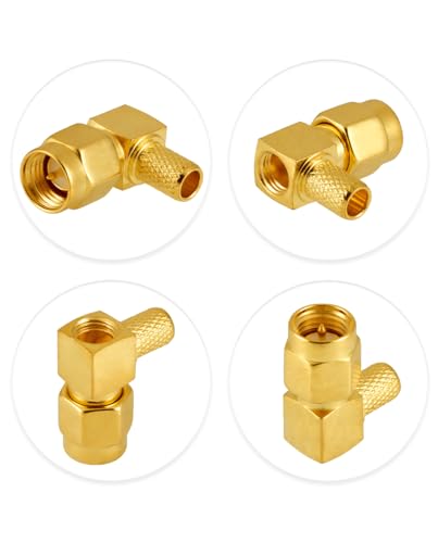 10 conectores SMA macho ángulo recto para cable coaxial miniatura 4