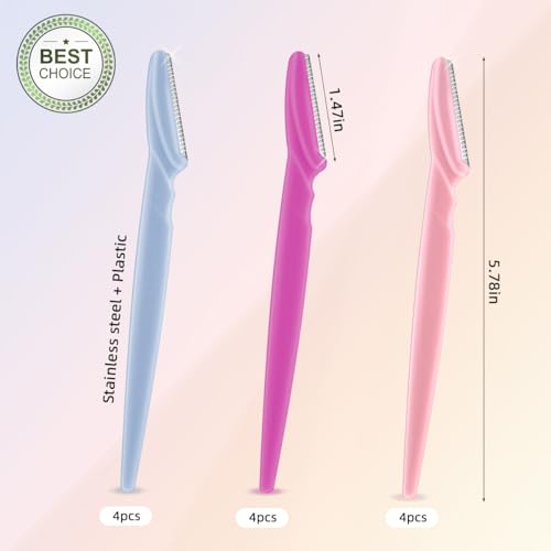 12 Pieces Eyebrow Razor for Women Face Razors Dermaplaning Tool Eyebrow Trimmer Facial Razor with Safety Cover Multipurpose Hair Removal Shaver with Precision for Men Professional Dermaplane Razor