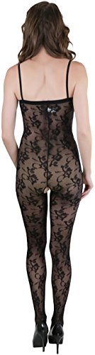 Image of ToBeInStyle Women's Bodystocking Crotchless Peek-A-Boo Fishnet Lace Bodysuit