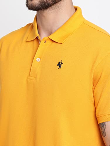 Image of Cantabil Men's Cotton Blend Solid Polo Neck T-Shirt (Regular Fit)