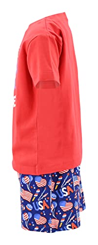 Image of Boys 2pc Shorts Set Outfit Short Sleeve Shirt with Classic Applique Print and Shorts
