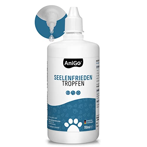 AniGo Seelenfrieden Tropfen, Relax Liquid, Anti-Stress Tropfen für Hunde, Katzen & Haustiere, Beruhigungsmittel gegen Stress, Angst | natürliche Entspannung mit hoher Akzeptanz, 110ml