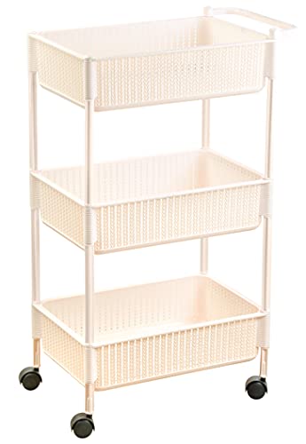 Image of Nayasa Rope Multipurpose Foldable Trolley Basket with Wheels Cream (NP4525 Cream)