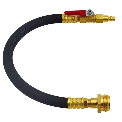 Image of MENSI 12 inch Winterize Sprinkler System 3 /4 inch Faucet Garden Hose Air Compressor Quick Connect Plug with Blow Out Adapter Fitting with Valve for RV Motorhome Trailer