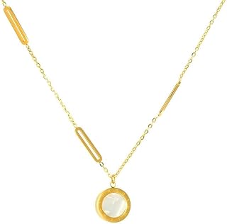 Trendy Stainless Steel 18K Gold Plated Asymmetrical Letter Necklace for Women - European and American Fashion Meaningful Clavicle Chain
