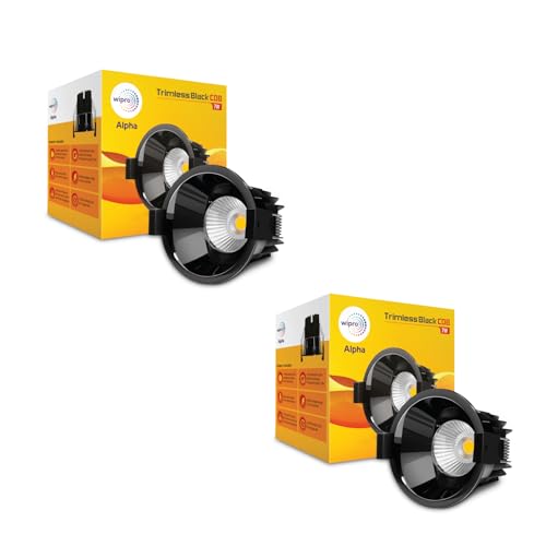 Image of wipro 12w Alpha Trimless Black COB | Neutral White (4000K) | Aluminium PDC Heat Sink | Sharp Beam Angle with Reflector for Home, Office and Store Cabinet Display | Pack of 2