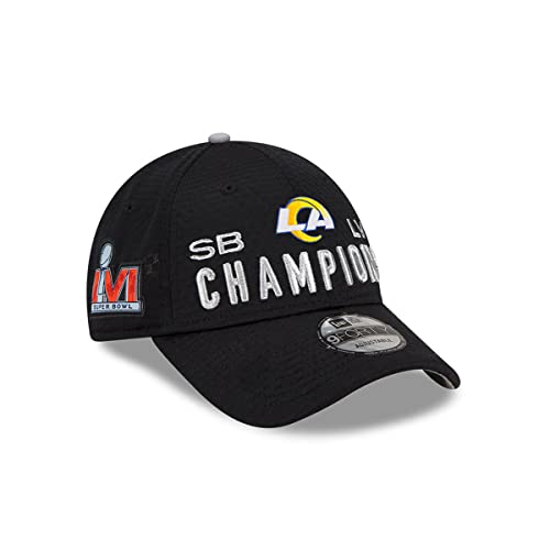 New Era Mens Black Los Angeles Rams Super Bowl LVI Champions Locker Room Trophy Collection 9FORTY Snapback Adjustable Hat