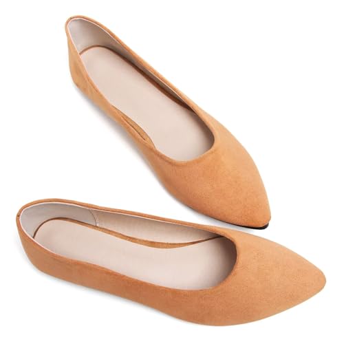 Image of Dear Time Women's Pointed Toe Ballet Flats Simple Casual Office Work Flats Slip-on Comfortable Shoes