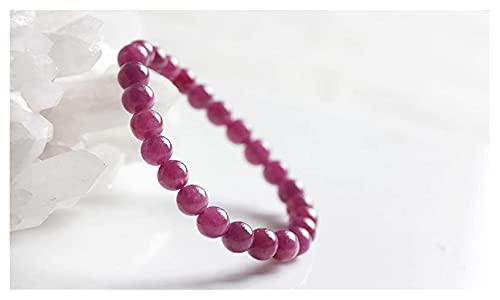 Bracelet rubis naturel rose rouge perles 8mm style quotidien